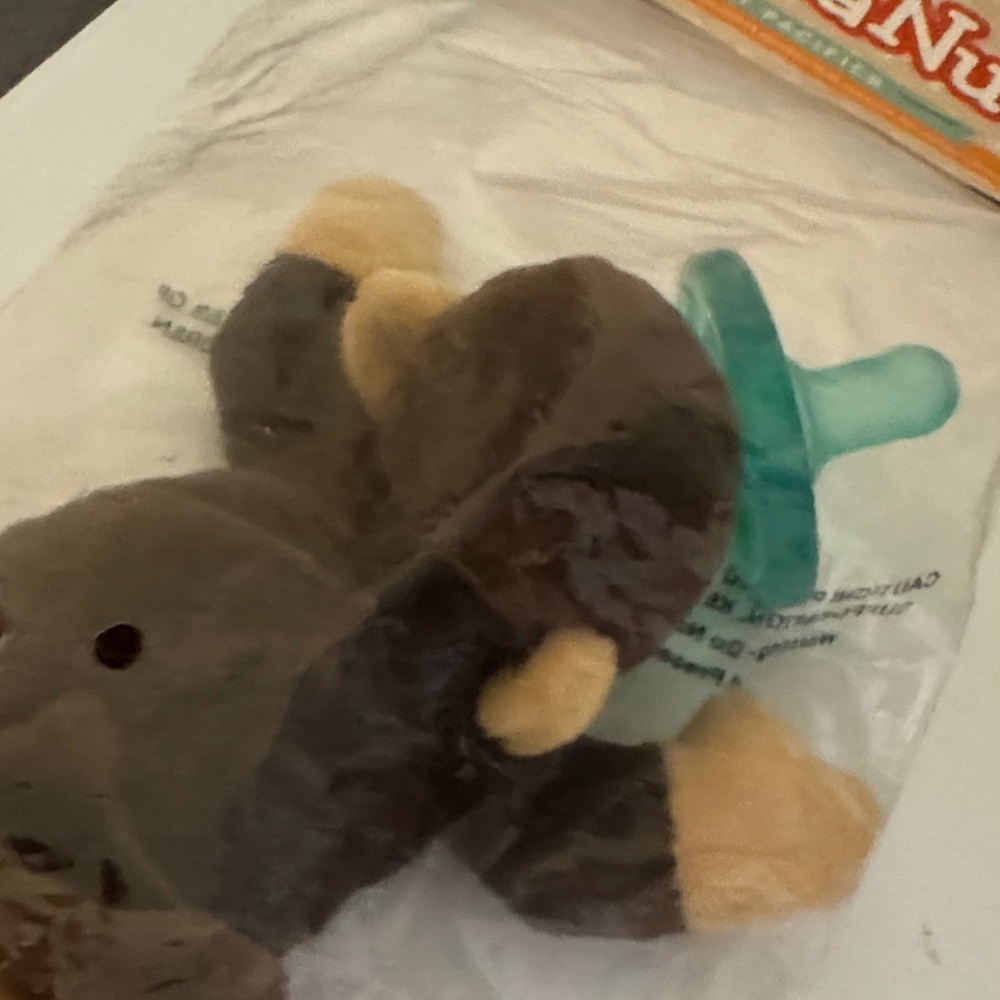 Brown Plush Pacifier Holder